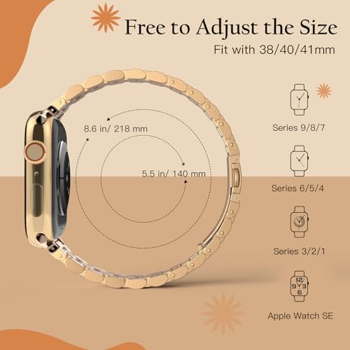 TiMOVO-Slim-Watch-Band-Compatible-with-Apple-Watch-Band-41mm-40mm-38mm-Premium-Stainless-Steel-Adjustable-Wristband-for-Women-Suitable-for-Series-987654321SE-384041mm-Rose-Gold 41XslnlOaRL