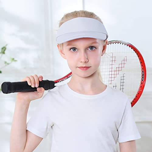Komorebi Kids Girls Visor Athletic Sun Hat For Boys Adjustable Golf Visor Hat Youth Outdoor Sport Hat Cotton Tennis Hat 07 White & Pink 6-12 Years #TOP6