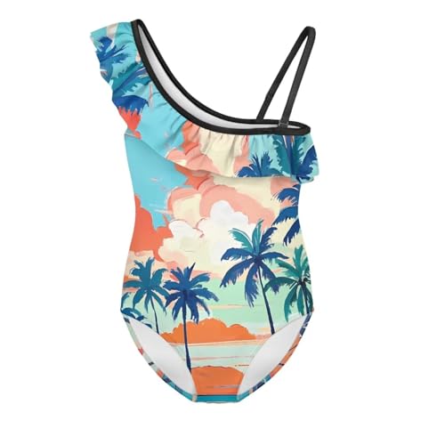 Image of Girls Swimsuit One Piece Ruffle Swimsuit Non-Slip Straps UPF 50+ for Girls Size 3-14 Years