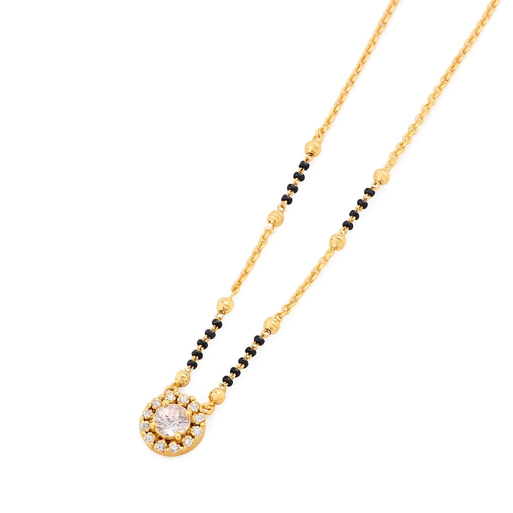 Classic Imitation Gold Plated Mangalsutra with Dazzling Floral Pendant