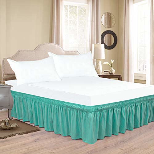 1 Pc Ruffle Bed Skirt 14" Drop 500 TC 100% Egyptian Cotton King Bed (78"X80") Solid Aque-picture-33