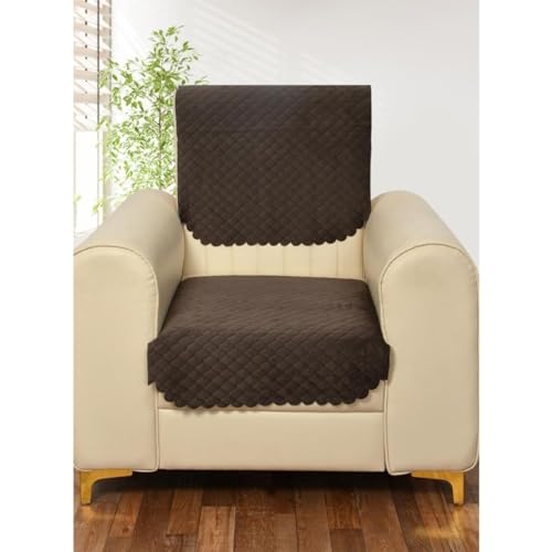 Image of Velvet Quality Raising Quilt Patterns Sofa Covers Set (Brown, 5 Seater)