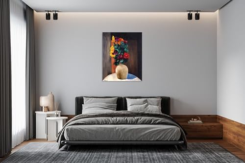 Tableau abstrait fleurs sous cadre 80x105cm pour décoration murale - 3