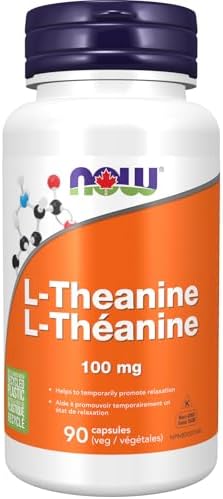 NOW Supplements, L-Theanine 100 mg with Decaf Green Tea, Stress Management, 90 Veg Capsules