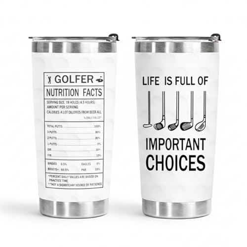 Rolcheleego 20oz Golf Tumbler with Lid Double Wall Vacuum Insulated Stainless Steel Coffee Travel Mug Funny Golf Gifts for Men Dad Husband Golf Ball Texture Thermal Cup for Hot & Cold Drinks