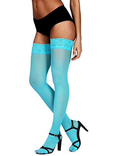 Image of HONENNA Semi Sheer Stay Up Lingerie Thigh High Stockings Lace Top Size A-F