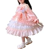 [YUANYUAN] HAUTE 子供服 ロリータ ドレス ワンピース 子供ワンピース 女の子 Lolita ガールズドレス プリンセスワンピース 長袖 プリンセス風 姫系 可愛い お嬢様 cosplay リボン付き 演出服 誕生日会 発表会 (ピンク,120,Height 120)