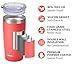 SUNWILL Travel Coffee Tumbler 20 oz, Insulated Mug with Lid, Stainless Steel Cup for Hot and Cold Drinks, Powder Coated Coral