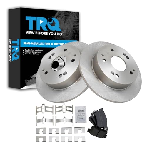 Image of TRQ Rear Brake Pad and Rotor Set Semi Metallic Solid Rotors | For 1997-2001 Acura Integra 2002-2006 RSX 1998-2002 Honda Accord