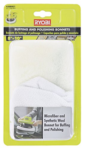 Ryobi A38BB21 Two Pack of Microfiber and Synthetic Wool Buffing Bonnets (8 x 10 Inches)