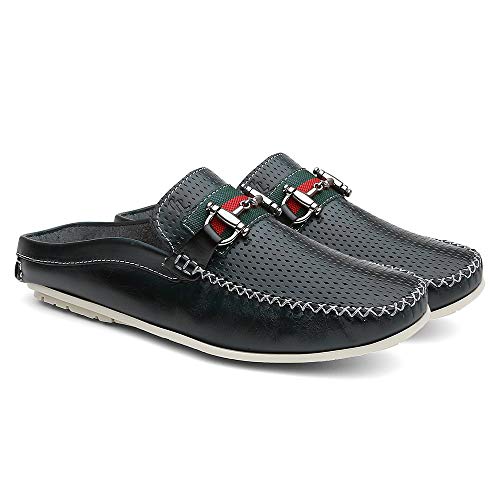 Mule Masculino Em Couro Mocassim Sem Calcanhar - Azul/38