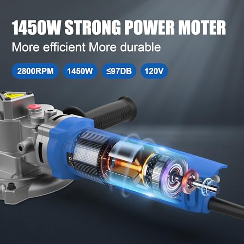 AZZUNO Electric Rebar Cutter, Powerful 1450W Motor Rebar Cutter, Portable Design Saw, Capacity up to 3/2 inch (4-40mm), 110V Steel Bar Cold Cutting Saw Machine