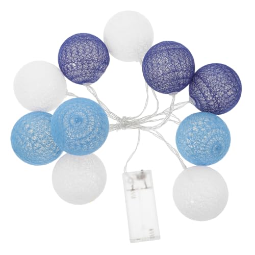 Anneome Guirlande lumineuse à piles avec boules de coton bleues - Guirlande lumineuse LED décorative pour l'intérieur - Sans fil - Éclairage de pièce...