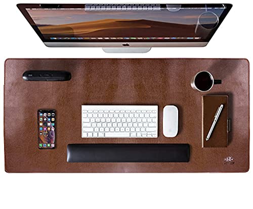 The Clownfish Faux Leather Non-slip Desk Mat Extended Mouse Pad for PC Laptop Gaming Mouse Keyboard Pad for Work Office Home (Tan) (B093L3LZVV) Amazon Price History, Amazon Price Tracker