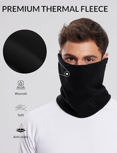 Baleaf Fleece Neck Gaiter For Men And Women - Winter Face Mask Ski Neck Warmer Cold Weather Gear For Running Black thumb #1