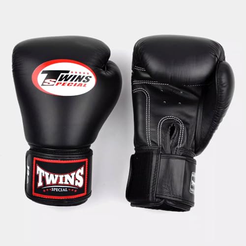 Twins Special Guantes de Boxeo Negros de 14 oz – Guantes de Cuero Profesionales para Competición, Boxeo, Kickboxing, Muay Thai y MMA