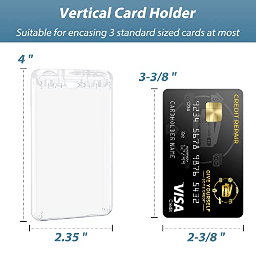 Pawfly Locking Id Badge Holder 3-Card Hard Pc Card Case With Key Pin Ultra Clear Sleeve Protector With Uv Protection For Office Card Smart Piv Cac Driver's License And Credit Card, 2 Pack #TOP3