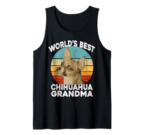 Chihuahua Grandma - La mejor perra abuela chihuahua de Funny World Camiseta sin Mangas