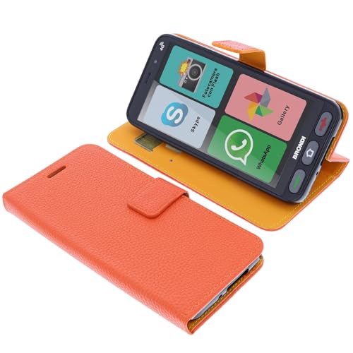 Colore: arancio foto-kontor Custodia a libro compatibile con Brondi Amico Smartphone S+B Nero cover di colore arancio
