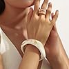POTIANDEFUGUI 3PCS Chunky Acrylic Bangle bracelets Set for Women Resin Bangle Gold Bracelet Stack Fashions Thick Acetate Statement Trendy Jewelry Set (Withe) #2