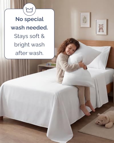 Image of Twin 4 Piece Bed Sheet Set - Comfy, Breathable & Cooling Sheets - White