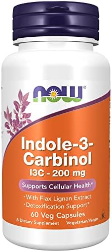 NOW Supplements, Indole-3-Carbinol 200 mg with Flax Lignan Extract, 60 Veg Capsules