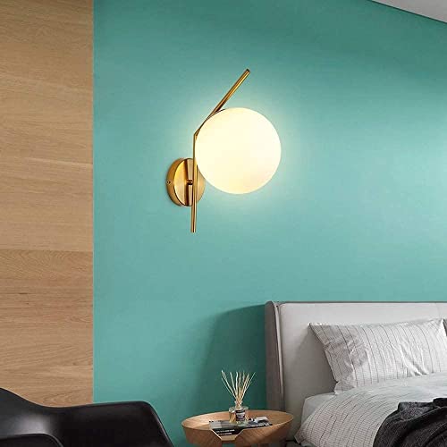 Image of WOKE Metal Modern Globe Shape Sconces E27 Holder Led Decorative Wall Decore Lamp for Living Room and Dining Hall (Down L Without Bulb) 78941, Gold