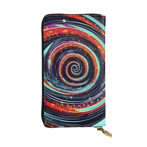 Portefeuille long en cuir véritable et sa spirale cosmique haut de gamme