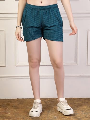 Image of UZARUS Women's Elastic Waist Shorts Night Wear Sports and Running Gym Workout and Yoga Regular Fit Short for Women Combo (Pack of 2)