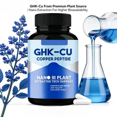 Supplément de peptide de cuivre GHK-Cu, soutient l'éclat et l'élasticité de la peau, soutient systémique le collagène, la santé des cheveux et la réparation des tissus. Végétalien
