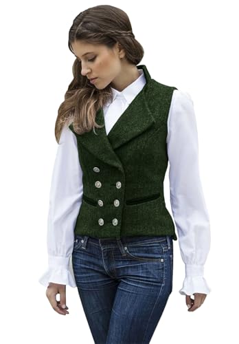 Women's Vest Herringbone Tweed Formal Double Breasted Dressy Waistcoat Sleeveless Jacket