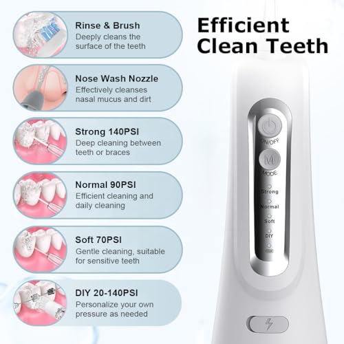 Image of HANNEA 300ml Oral Irrigator, 4 Modes, IPX7, 6 Nozzles, Rechargeable