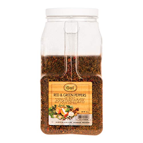Gel Spice Red and Green Mixed Bell Pepper Flakes â€“ Dehydrated Vegetables for Cooking, Camping,and Emergency Supply - Bulk Size -32 Ounce