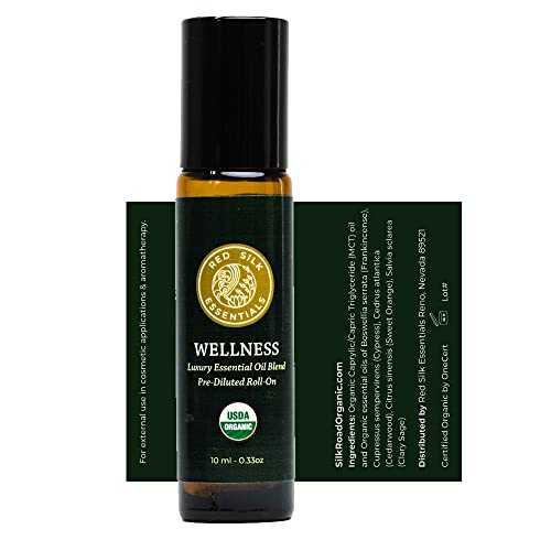 Organic Wellness Essential Oil Vitality Blend Roll On - 100% Pure Usda Certified Frankincense, Cypress, Cedarwood, Clary Sage, Orange - 10Ml #TOP6