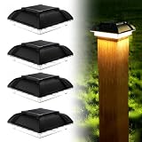 Fácil instalación: las luces de poste de valla solar son extremadamente fáciles de instalar. Sin instalación de cables, simplemente coloca la tapa solar en tus postes de madera (4 x 4 cm, 3,5 x 3,5 cm), fíjala y la tapa solar comienza automáticamente a cargarse tan pronto como esté disponible la luz del día.