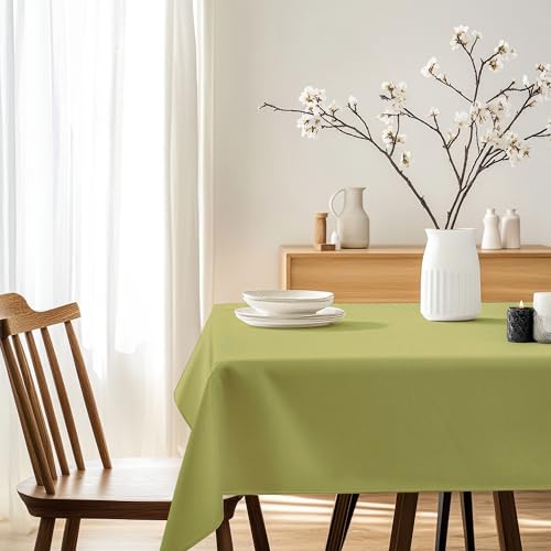 Image of R home 100% Cotton Solid Table Cover | 200 GSM Thick Fabric, Anti-Skid | Machine Washable & Reusable | Ideal for Dining Table & Centre Table, Easy Maintenance (Parrot Green, 56 x 72 Inch)