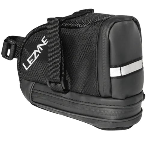 LEZYNE Caddy Bike Saddle Bag - Durable Nylon Cycling Storage Bag with Velcro/Quick Release Mount, Reflective Accents, Water-Resistant Zipper for Road Bikes & Commuters, Large