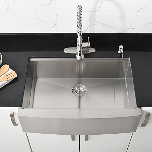30 Inch Stainless Steel Farmhouse Sink Workstation-Bokaiya 30x20 Apron Front Farm Sink Stainless Steel Workstation 16 Gauge Single Bowl Farmhouse Kitchen Sinks with Cutting Board by Bokaiya - Used condition - Image 4