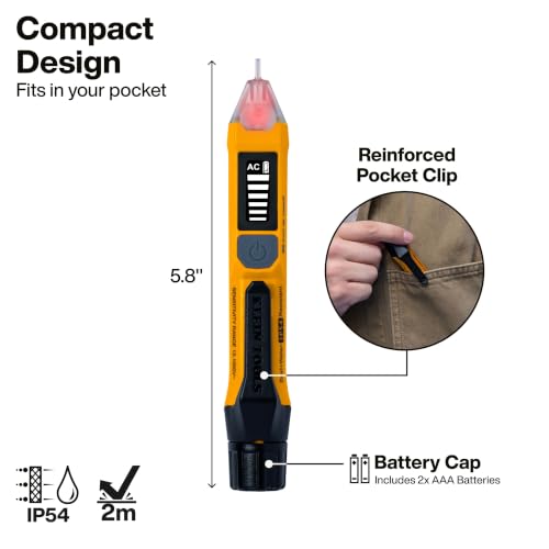 Image of Klein Tools NCVT7 Non-Contact Voltage Tester with LCD Signal Strength Display, 3-Color LED Tip, Audible Alert, 12-1000V AC Detection Range, Backlit Display, Electrical Circuit Detector