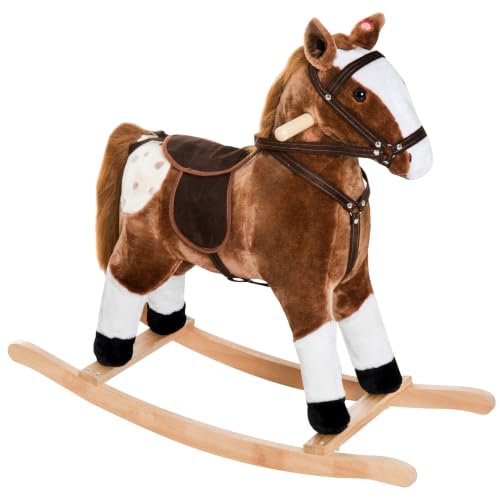 Qaba Kids Rocking Horse Plush for Boys Girls with Realistic...