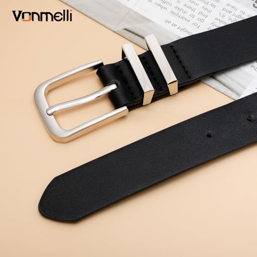 VONMELLI 3 Pack Women's Belts for Jeans Pants Black+Black+Dark Blue3