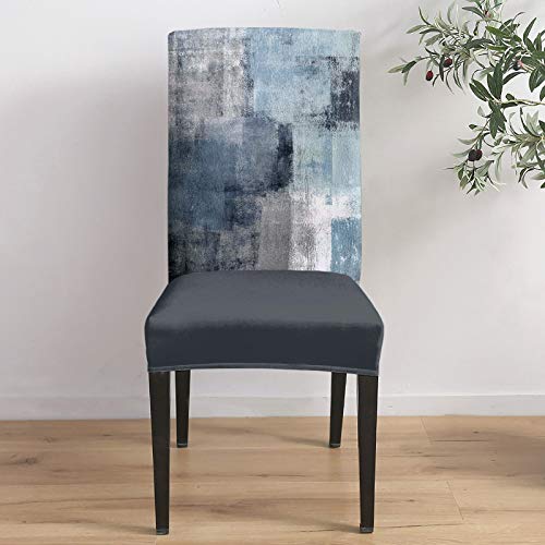 Dining Room Chair Covers Stretch Parsons Chair Slipcovers Set Of 6 Abstract Oil Painting Geometric Blue Gray Removable Seat Chair Cover Protector For Kitchen/Hotel/Wedding #TOP3