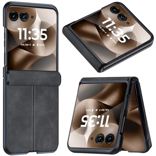 Coque Moto Razr 2025 Ultra antichoc étui PC cuir noir pour Razr 60 Ultra