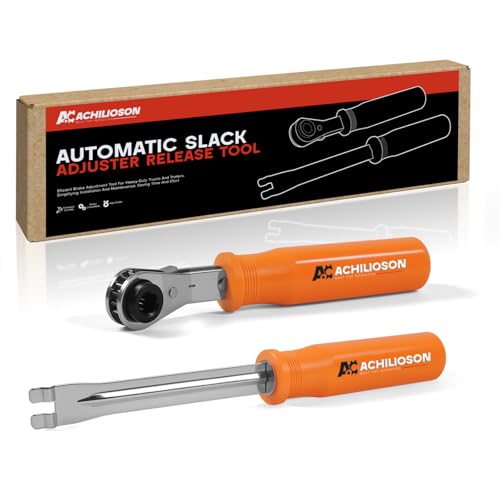 Achilioson Slack Adjuster Tool,Automatic Slack Adjuster Release Tool for Air Brake System Adjustment Includes Fork End Release Tool and Double Square Ratcheting Wrench