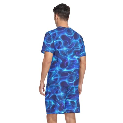 Blue Lightning Men’s Pajama Sets 2 Piece Short Sleeve Sleepwear with Printed Design2