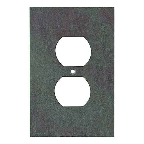 Electrical SWITCH HITS Outlet Wall Plate 1 Duplex | Single Outlet Cover Receptacle Plug Face Plate | Decorative Mottled Vermont Slate - Natural Earth Tone | 1 Gang, 3.25" W x 5" H by SWITCH HITS - Used condition - US$19.25