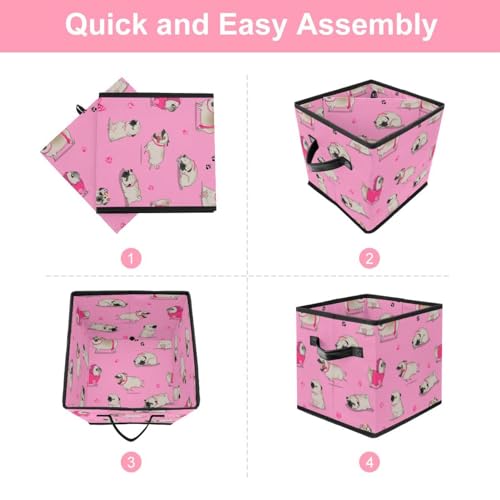 Boîte de rangement pliable cube rose à motif carlin pour placard - 6