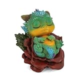 Aura Mojo Dragon Figurine – Fantasy Statue – Cute Desk & Bookshelf Décor – Inspirational Gift for Women, Men & Friends (Sleeping on Rose Dra)