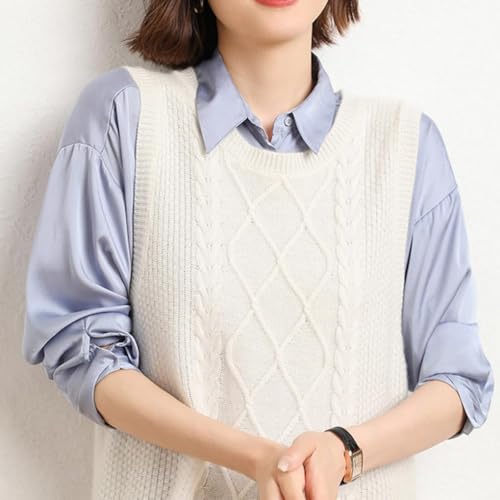 Image of Womens Knit Sleeveless Crewneck Sweater Vest 2025 Knitwear Tank