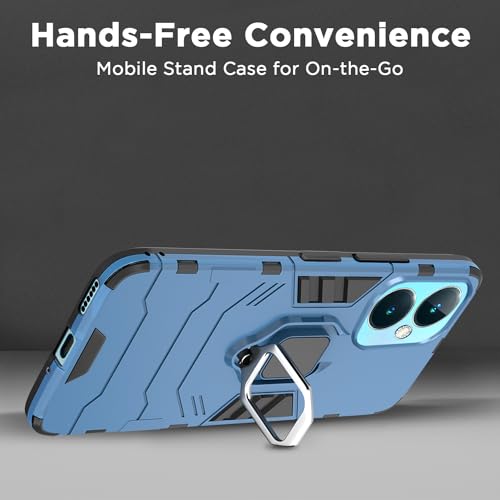Image of Pikkme OnePlus Nord Ce 3 5G Back Cover | D5 Tough Armor Bumper | 360 Protection Case | Ring Holder Stand Case for OnePlus Nord Ce 3 5G (Blue)